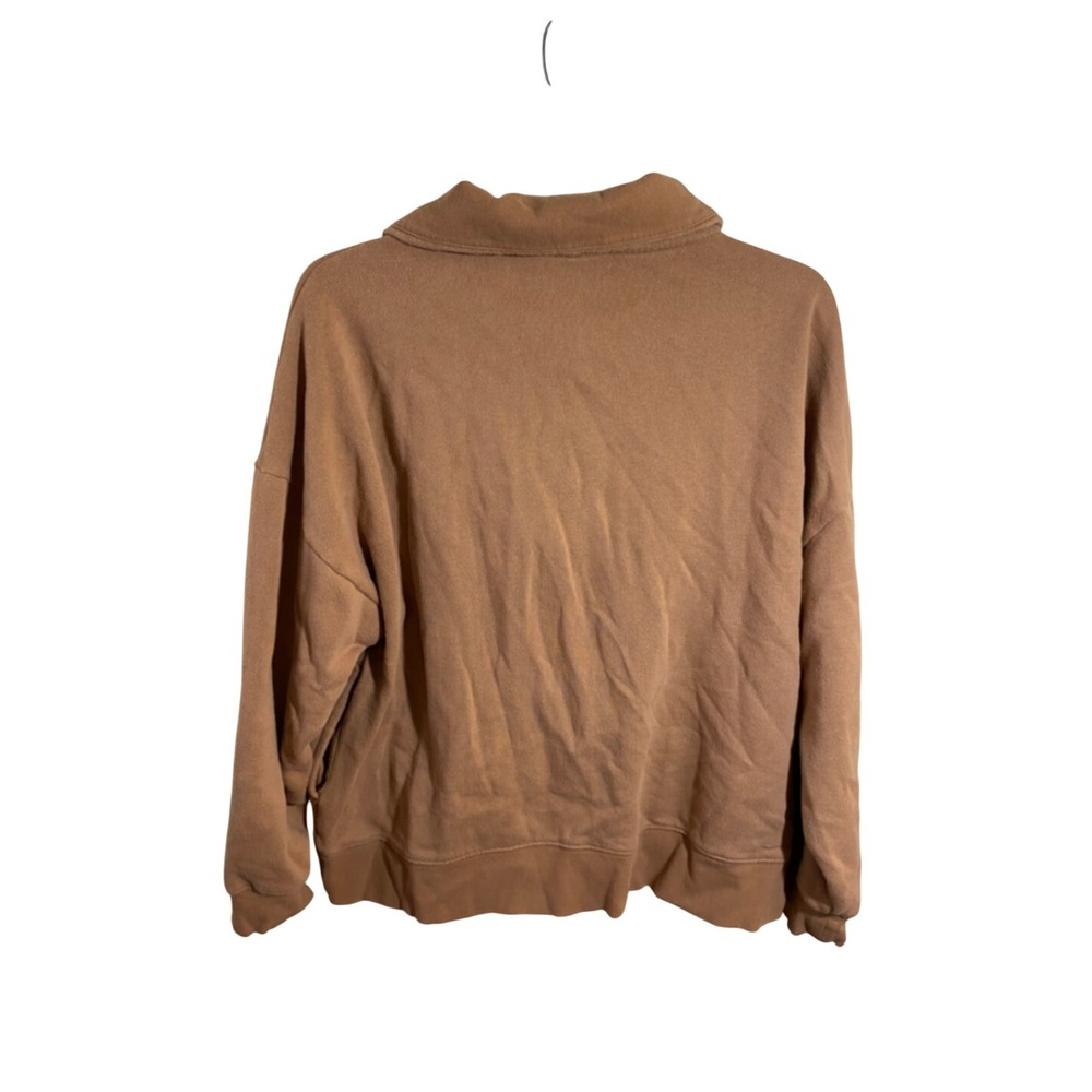 Victorias Secret PINK Quarter Zip Sweatshirt Tan Camel Fleece Pullover Large - Picture 4 of 5